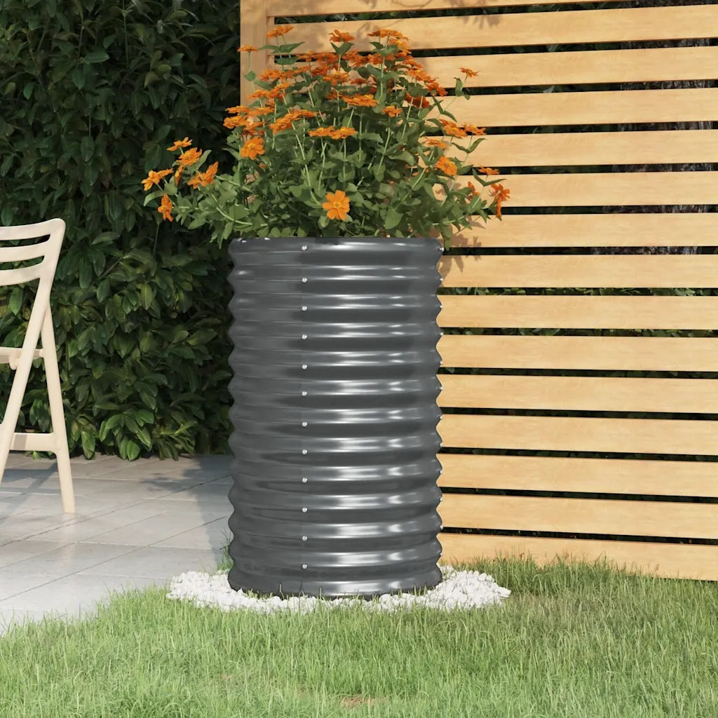Vaso Giardino Acciaio Verniciato Polvere 40x40x68 cm Antracite