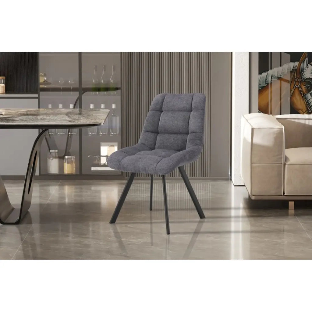 Set di 2 sedie VELMA – Tessuto grigio scuro – Piedi in metallo – Design compatto – Eleganza moderna e sobria