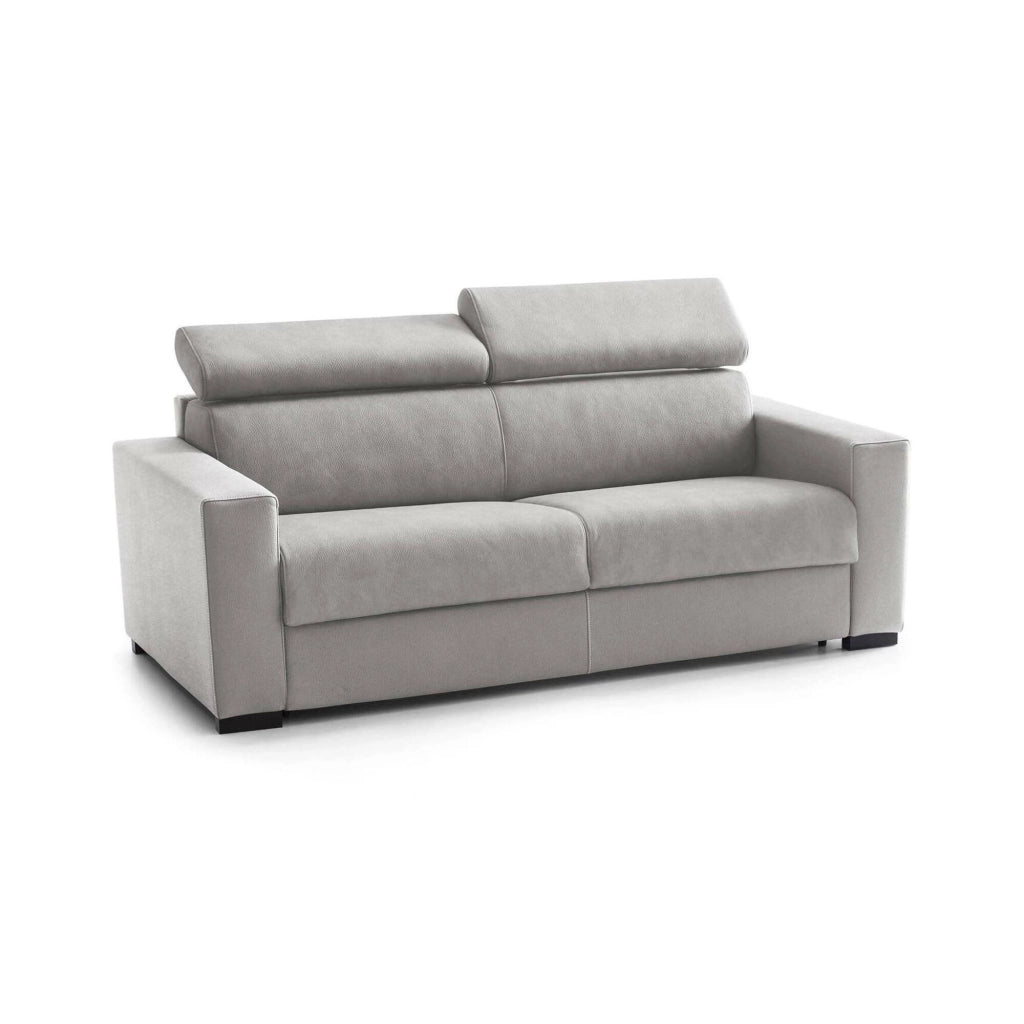 Divano fisso Schiavo, Divano a 2 posti Large, Made in Italy, SofÒ  Soggiorno, in tessuto imbottito, con poggiatesta regolabili e Braccioli standard, cm 200x95h85, Grigio