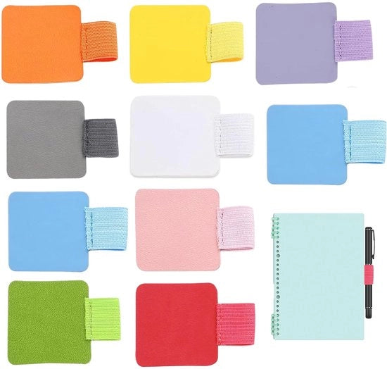 Penne 10-pack tenne di adesivo, penne tenne in pelle adesiva, penne tenne elastica, penne tenne per taccuino, penne tenne per agenda