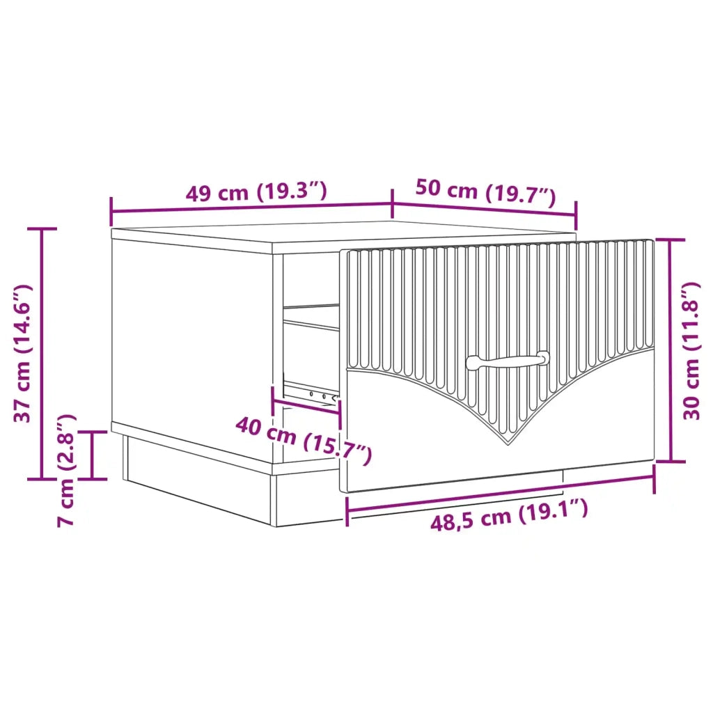 Tavolino da salotto Nero 49 x 50 x 37 cm Legno ingegnerizzato