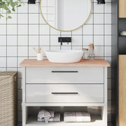 Piano Bagno 100x50x2,5 cm in Legno Massello di Faggio 355989