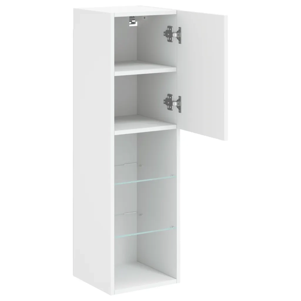 Mobili Porta TV con Luci LED 2 pz Bianchi 30,5x30x102 cm 837016