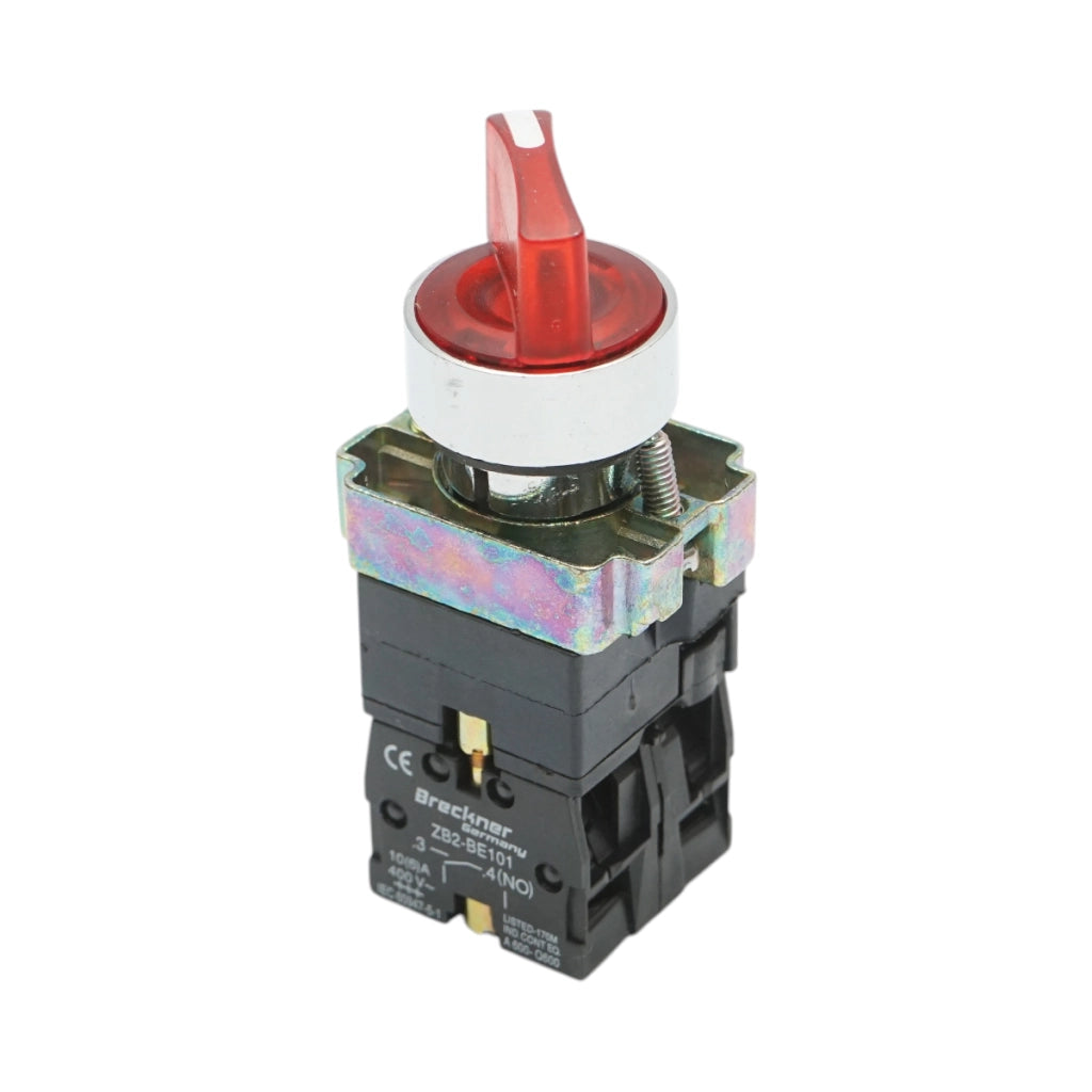 Selettore a 2 posizioni e indicatore di segnalazione LED rosso 1NO+1NC, 220V, LAY5 Breckner Germany