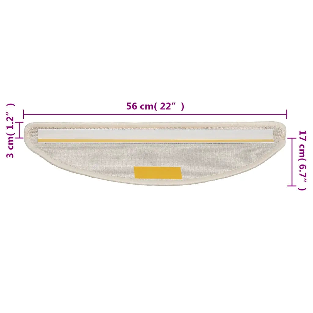 Tappetini per scale 15 pz 56x17x3 cm Bianco Semicircolari 133898