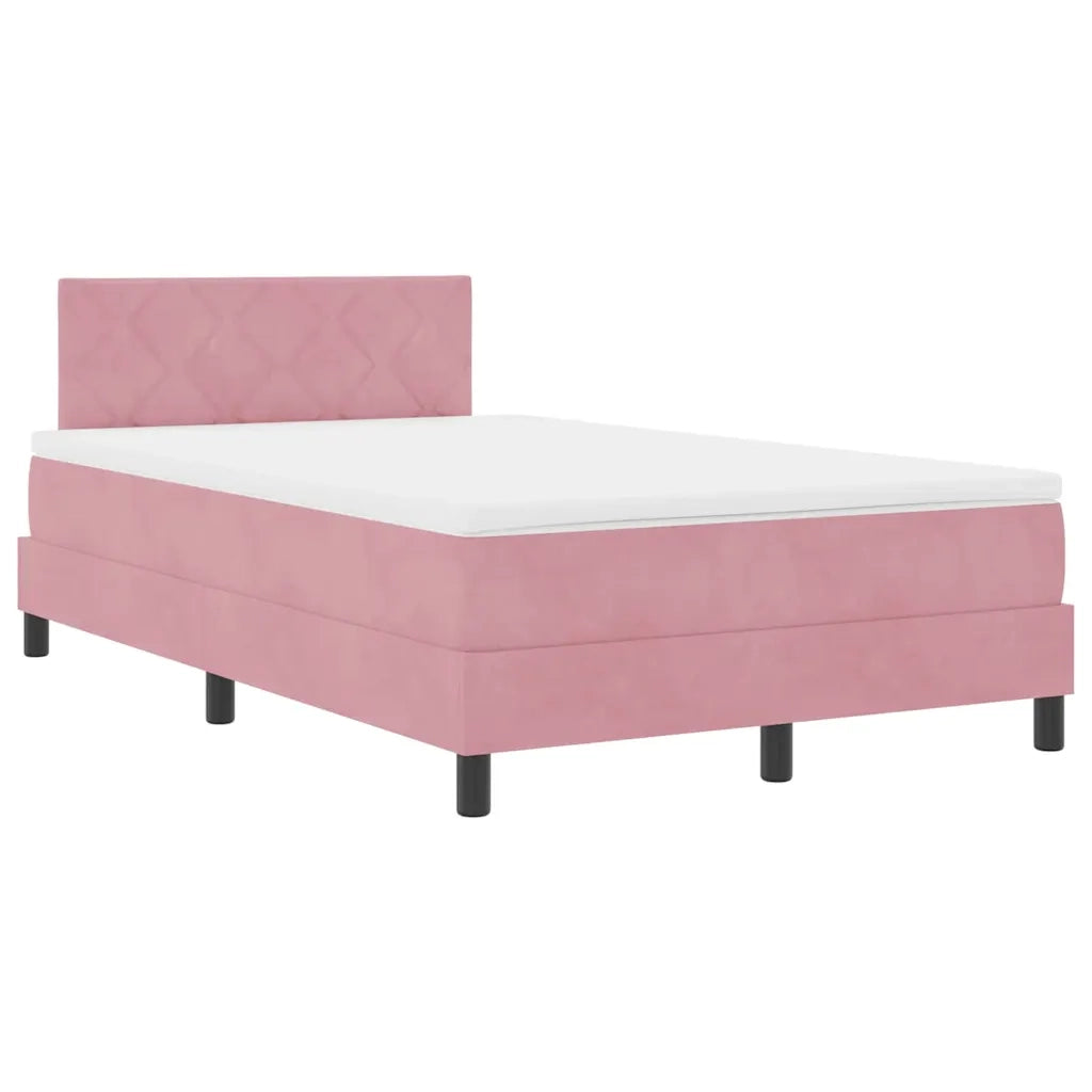 Letto a molle con materasso Rosa 120 x 200 cm Velluto 3339235
