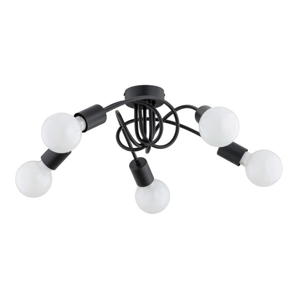 Plafoniera industriale nera Farta 5 luci E27 Alfa 55cm