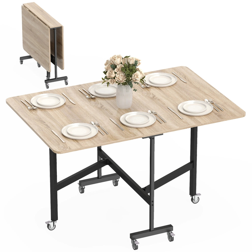 Tavolo Pieghevole Allungabile per 6 Persone ¨C zephmum ¨C Rovere, 120x80x73 cm
