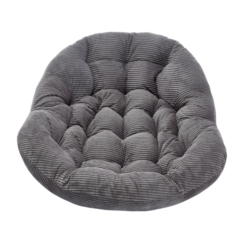 Sedia a dondolo da esterno in rattan sintetico grigio con cuscino