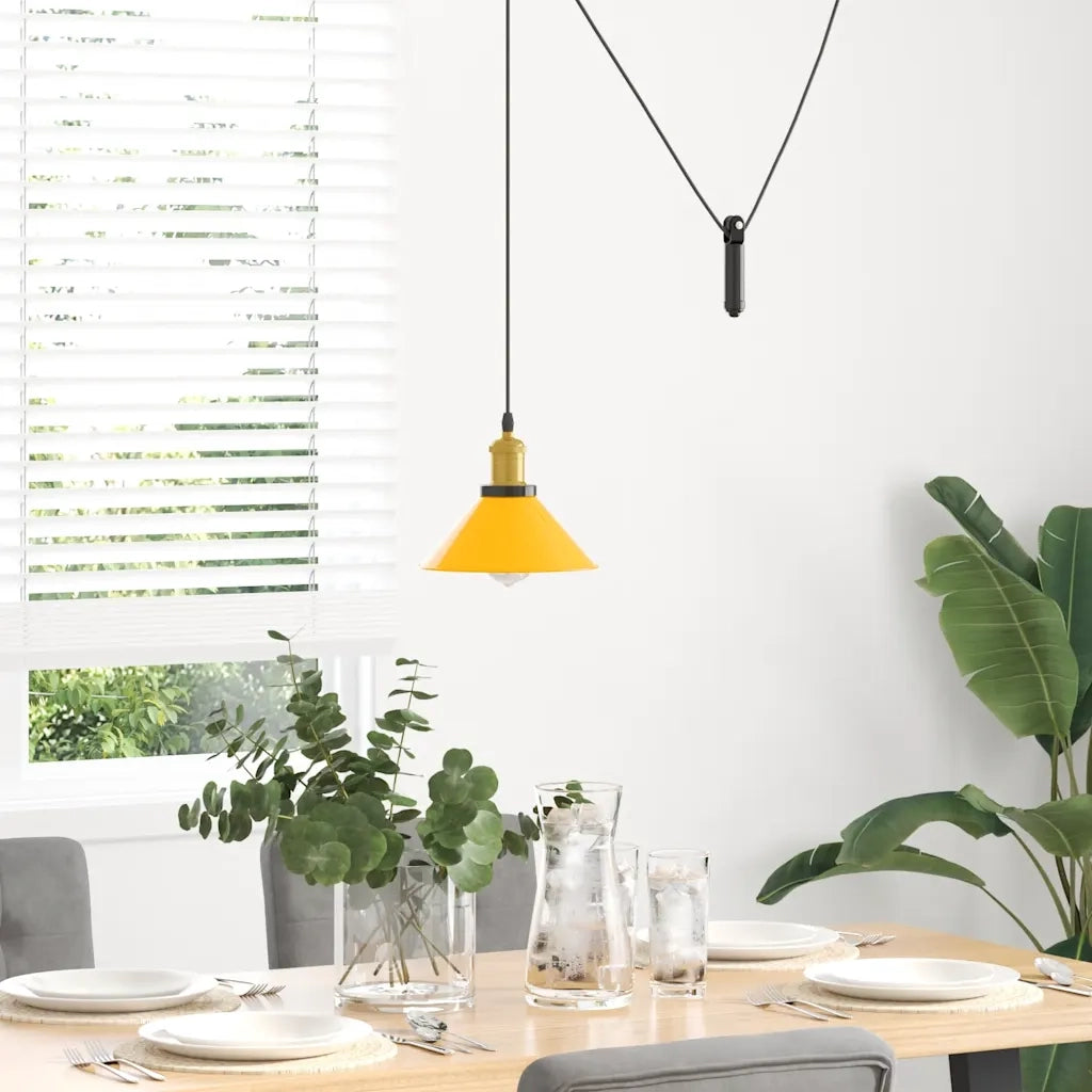 Lampada Sospensione Regolabile E27 Giallo Lucido ?22 cm Metallo CFW4836575