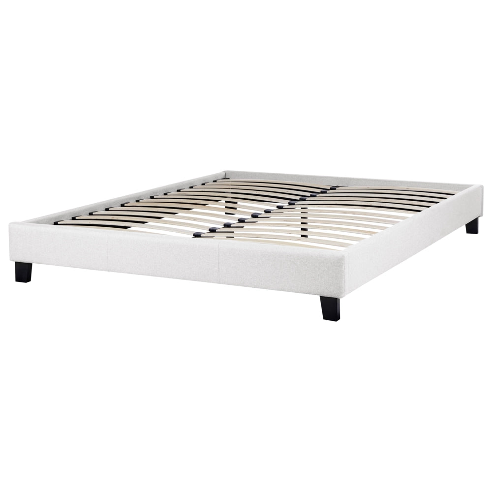 Letto 160 x 200 cm Rete a doghe in tessuto grigio chiaro senza testiera