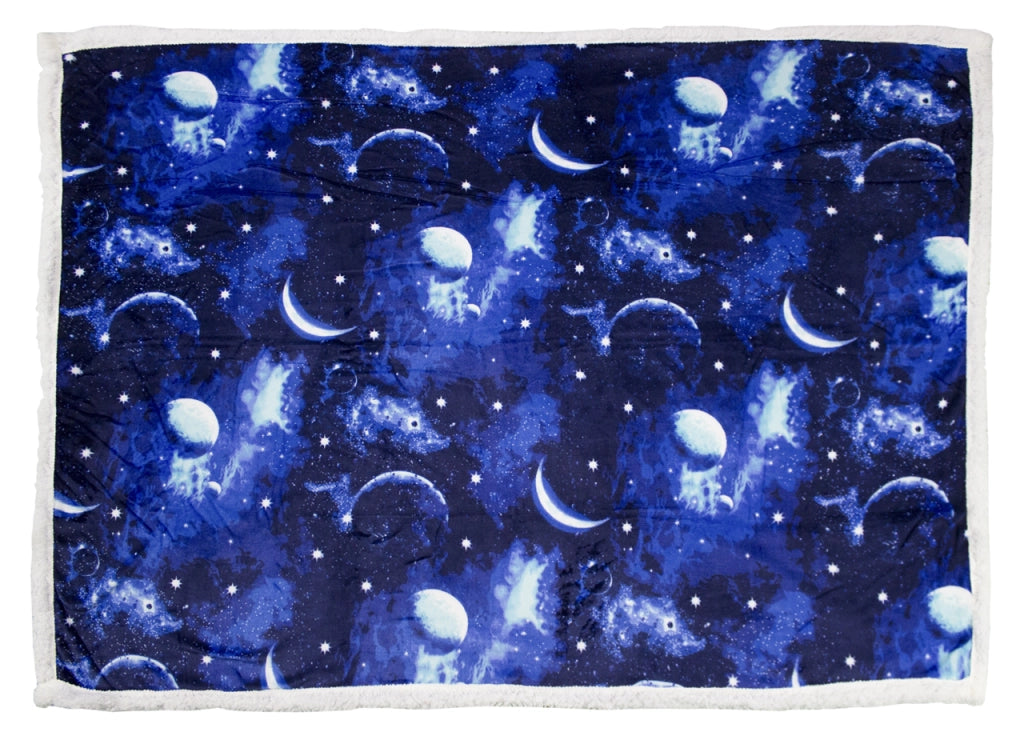 Plaid Con Retro Agnellato Disegno Planet Varie Misure - 160x210 cm - Planet