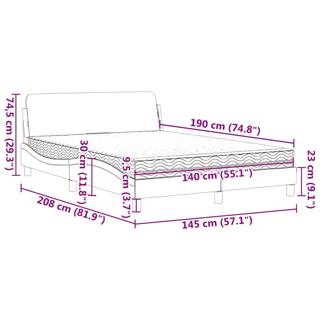 Letto con Materasso Dover Verde Scuro 140x190 cm in Velluto 3208394