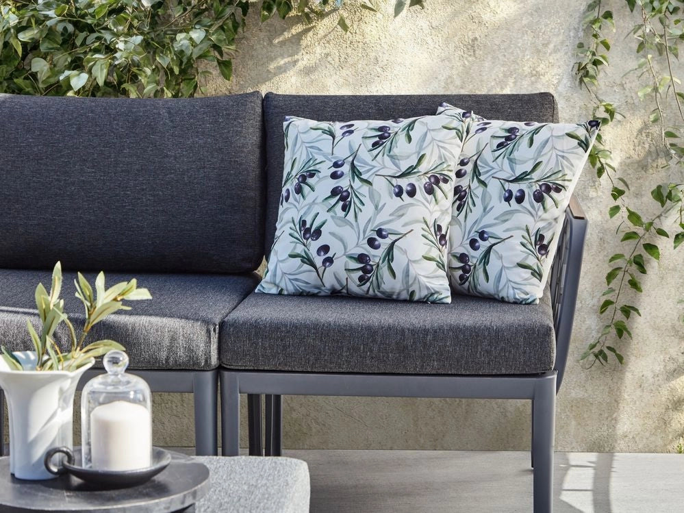 Set di 2 cuscini da esterno in poliestere multicolore 45 x 45 cm con motivo a foglie Accessorio da giardino