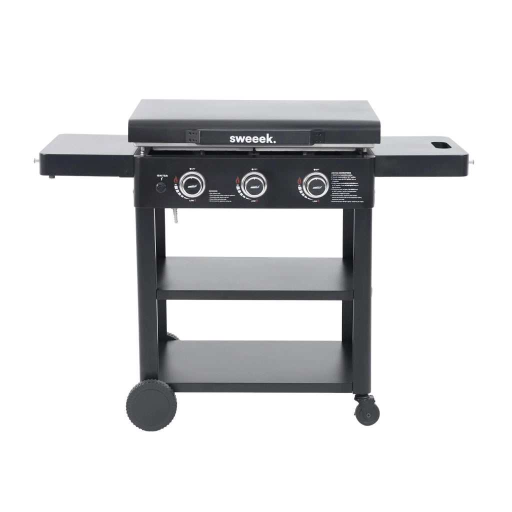 Plancha a gas 3 bruciatori acciaio inossidabile 12kw con carrello,