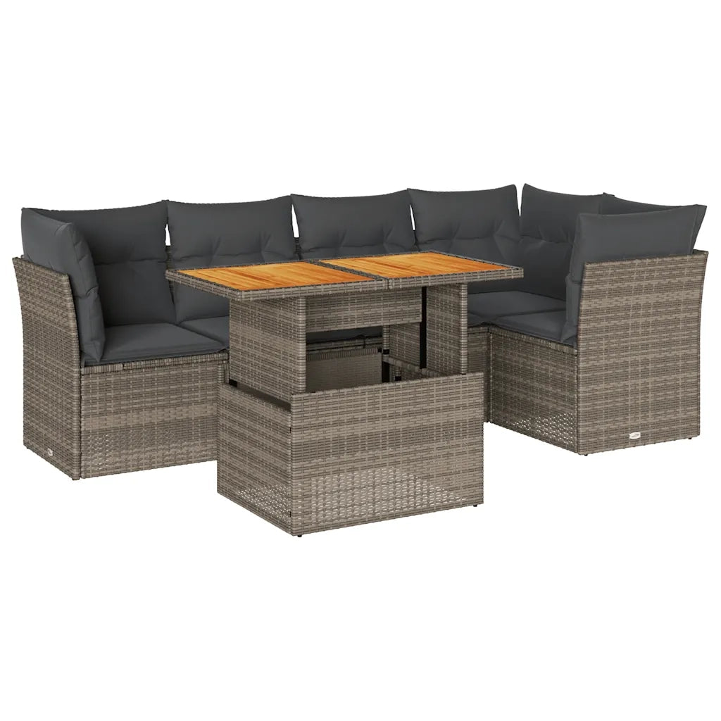 Set Divano da Giardino 6 pz con Cuscini Grigio in Polyrattan 3326930