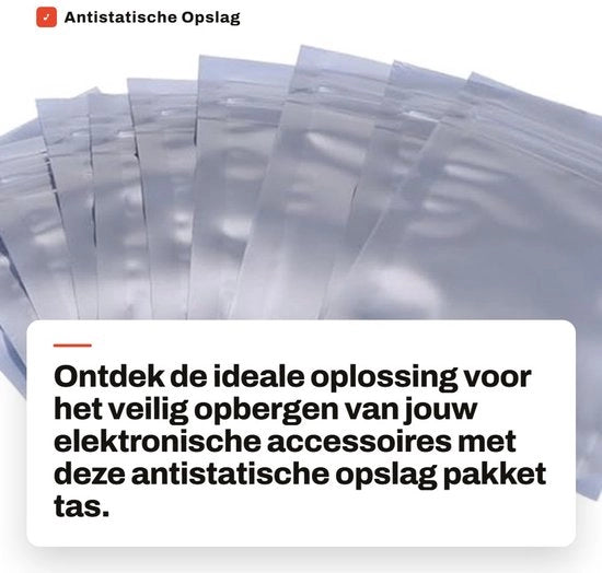 Pacchetto di contenitori antistatici - Tasca ripiegabile - 100 pezzi - 6x9 cm - Accessori elettronici - Ideale per l'organizzazione - Argento
