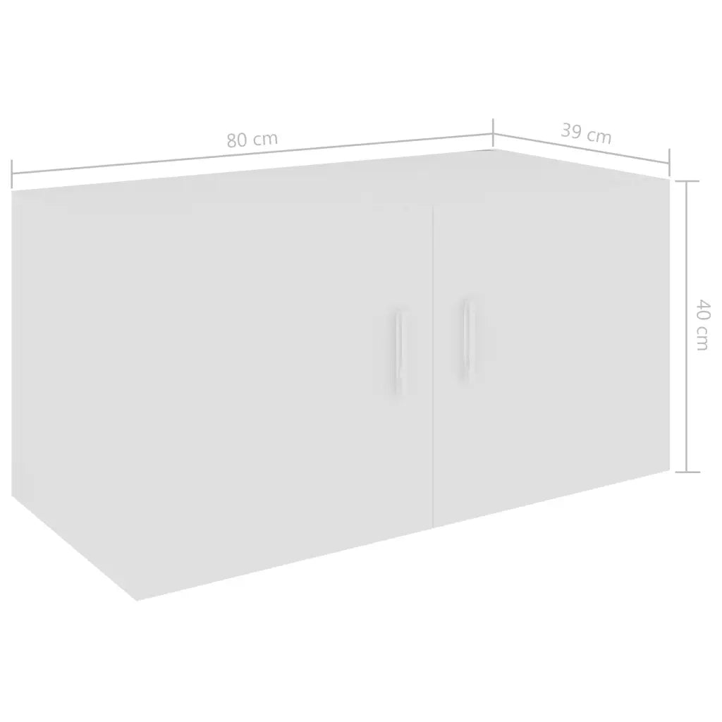 Mobiletto sospeso bianco a parete 80 x 39 x 40 cm con 2 ante design moderno per corridoio in legno composito bianco 02_0047768