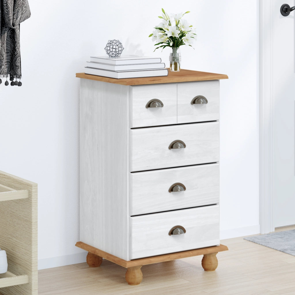 Cassettiera 'ASKIM'Bianca 45.8x40x79 cm Legno Massello di Pino