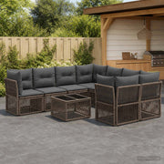Set Divano da Giardino 9 pz Grigio polyrattan 3434144