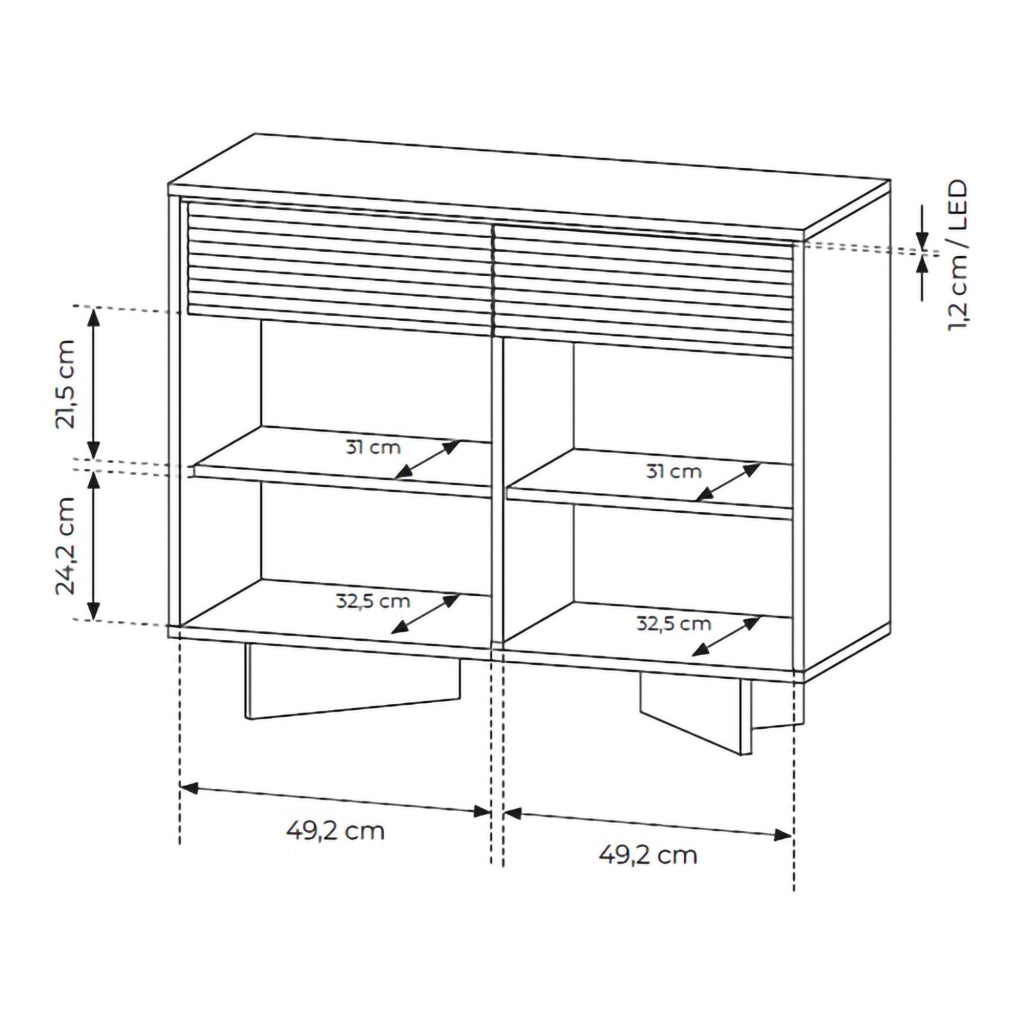 Madia Hateva, Credenza 2 Cassetti, 104x40x84h cm Marrone Rovere