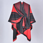 Sciarpa con lacci di nuovo stile, elegante mantello in cashmere spesso con spacco