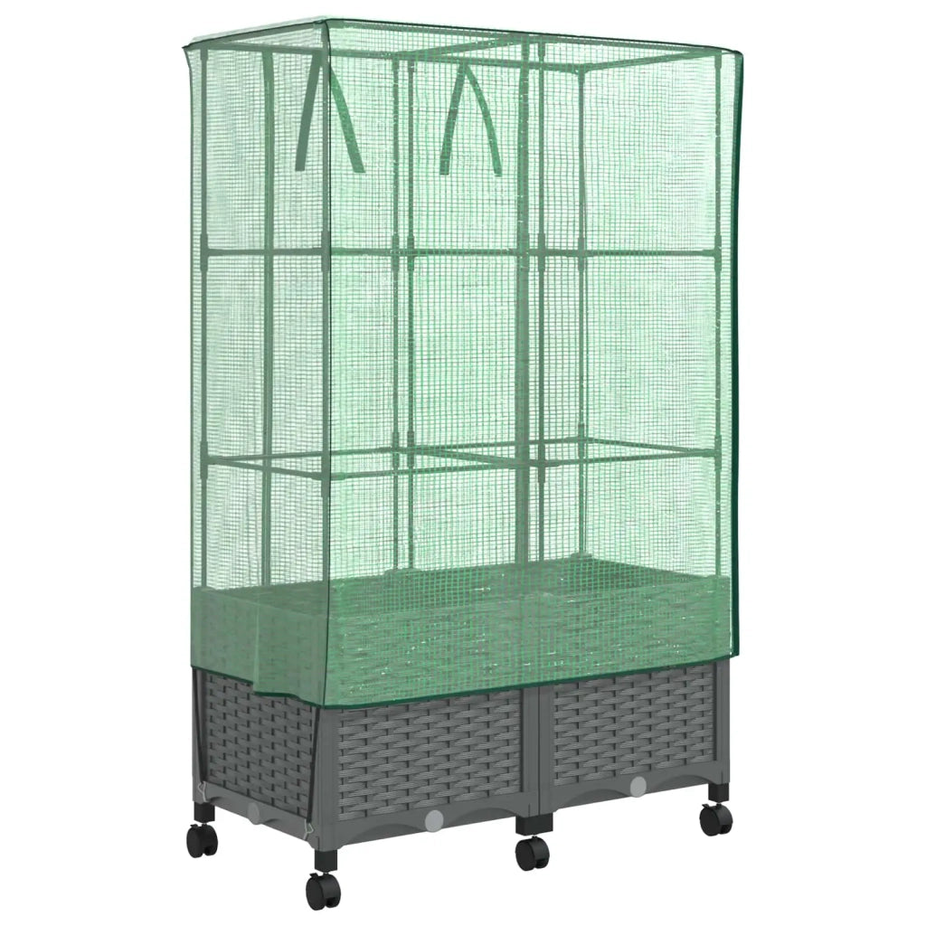 Vaso da Giardino con Copertura per Serra e Ruote 2 pz PP 3422982