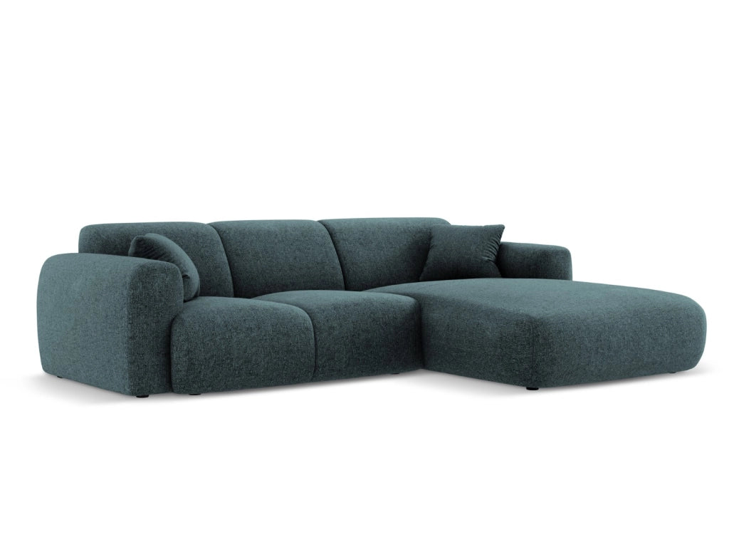Cosmopolitan Design - Divano angolare destro "Nolio" 4 posti in ciniglia petrolio 