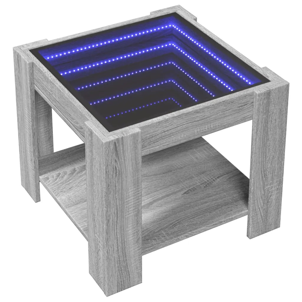 Tavolino salotto | Tavolino da caff¨¨ | Tavolino da Soggiorno con LED Grigio Sonoma 53x53x45 cm Multistrato