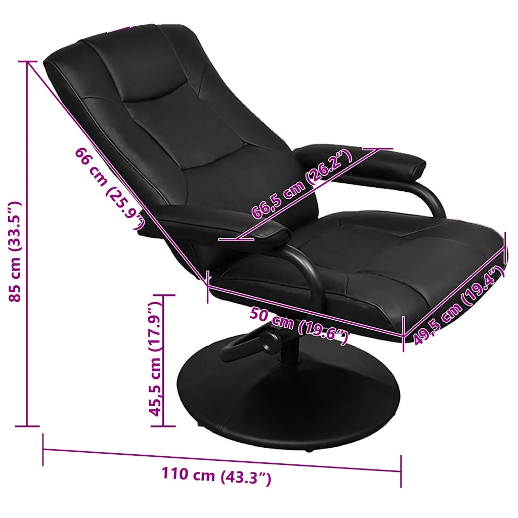 Poltrona TV con Poggiapiedi Nera in Similpelle 241535