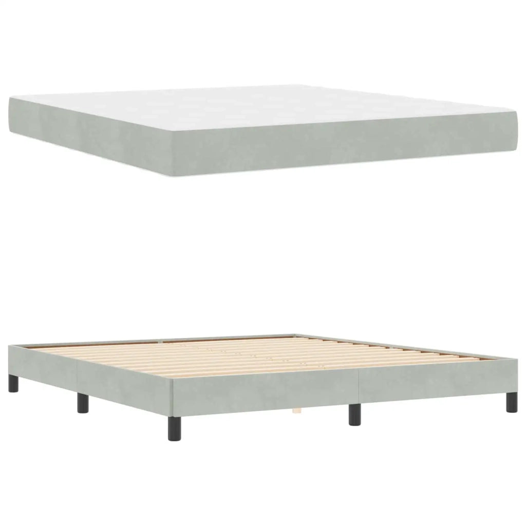 Letto a molle con materasso Grigio chiaro 180 x 200 cm Tessuto