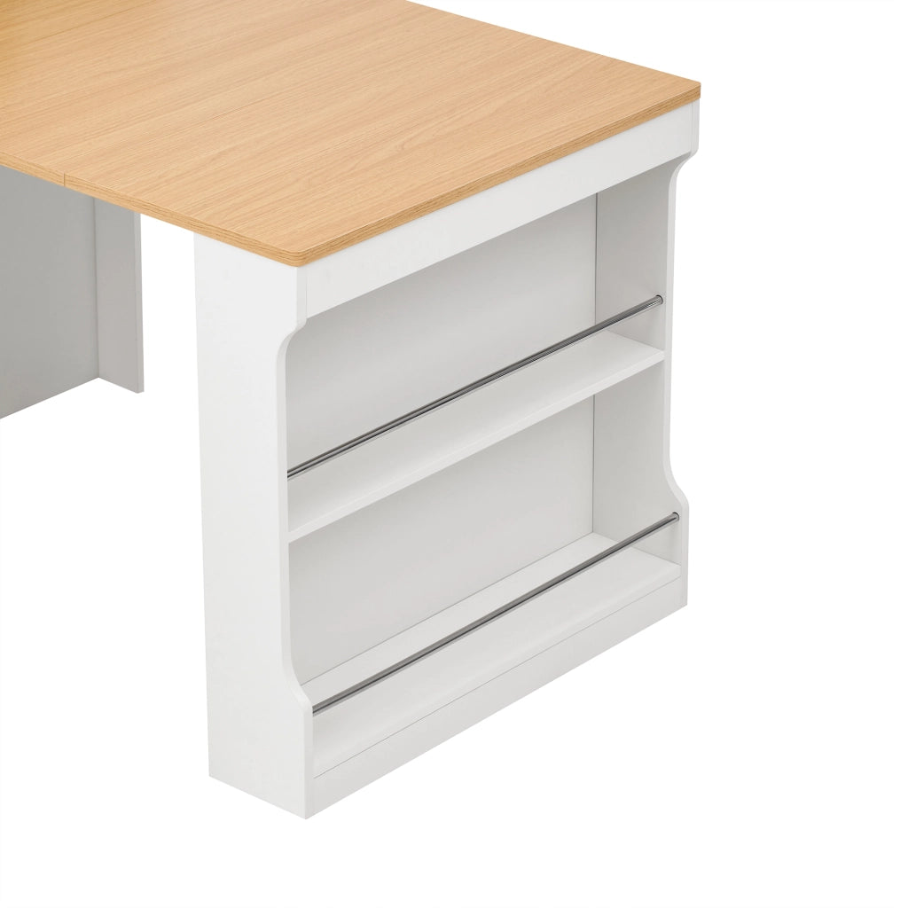 Tavolo allungabile con ruote e prese integrate mobile contenitore con due cassetti per cucina e sala da pranzo