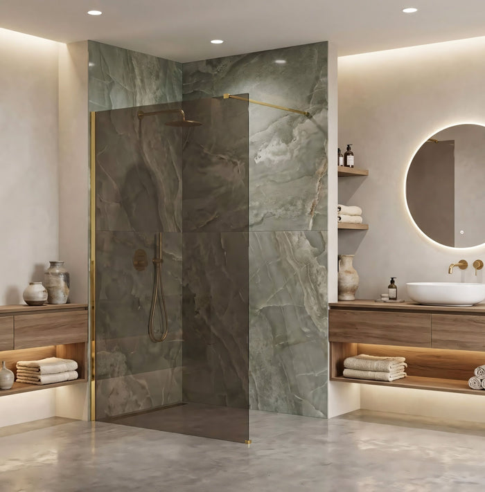 Parete Doccia Rea Flexi Brown / Gold 80