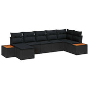 Set Divano da Giardino con cuscino 7 pcs Nero Poly Rattan 3348129