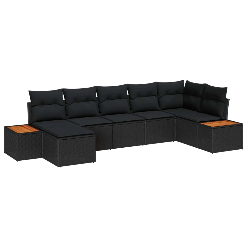 Set Divano da Giardino con cuscino 7 pcs Nero Poly Rattan 3348129