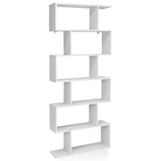 Libreria a forma di S 80 x 23 x 191 cm capiente contenitore per soggiorno ufficio arredamento moderno legno bianco 20_0010758