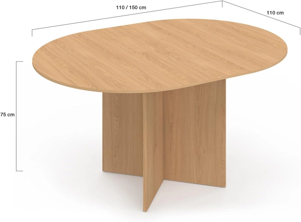 Tavolo da pranzo allungabile Ovale Marthe 4-8 Persone Legno Faggio, 110-150 cm
