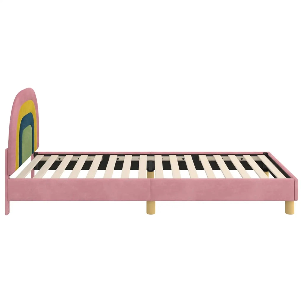 Struttura letto bambini con testata-Giroletto per bambini Rosa 80 x 200 cm Velluto 679839