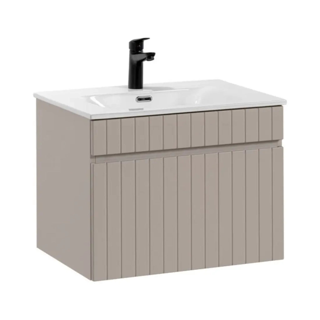 Set da bagno ICON: mobiletto sotto lavabo 60cm cachemire + lavabo incassato bianco