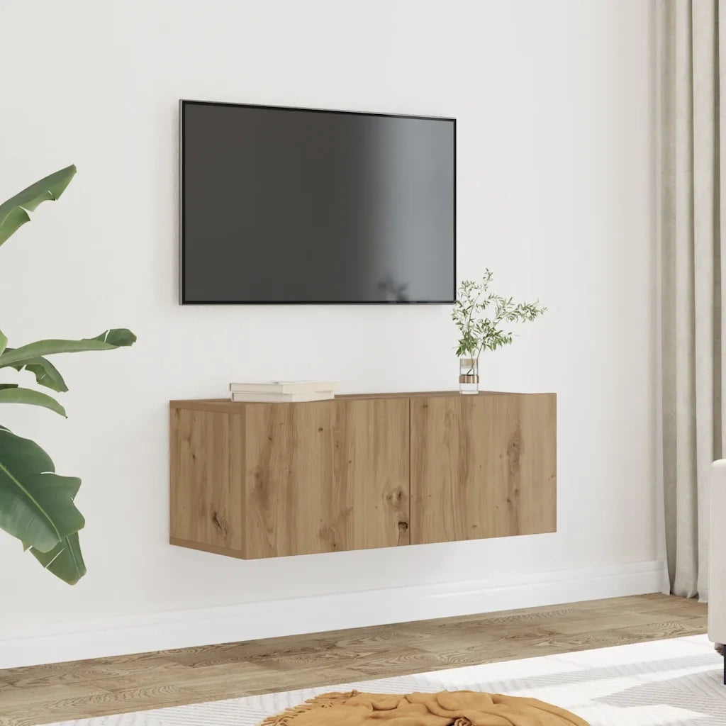 Mobili TV a Parete 2pz Rovere Artigianale 80x30x30 cm