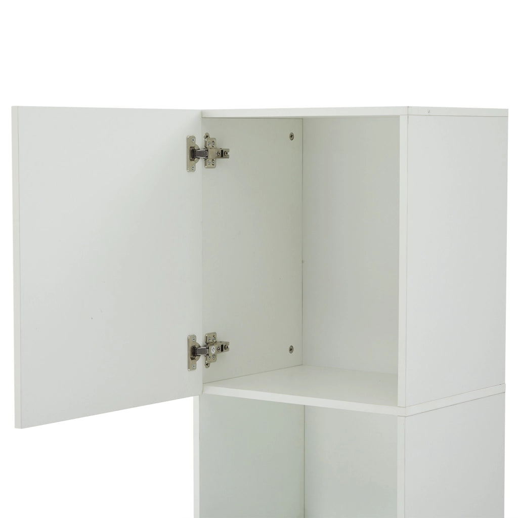 Vetrina Bianca Lucida con LED Mobile Contenitore Autoportante 45x35x160 cm