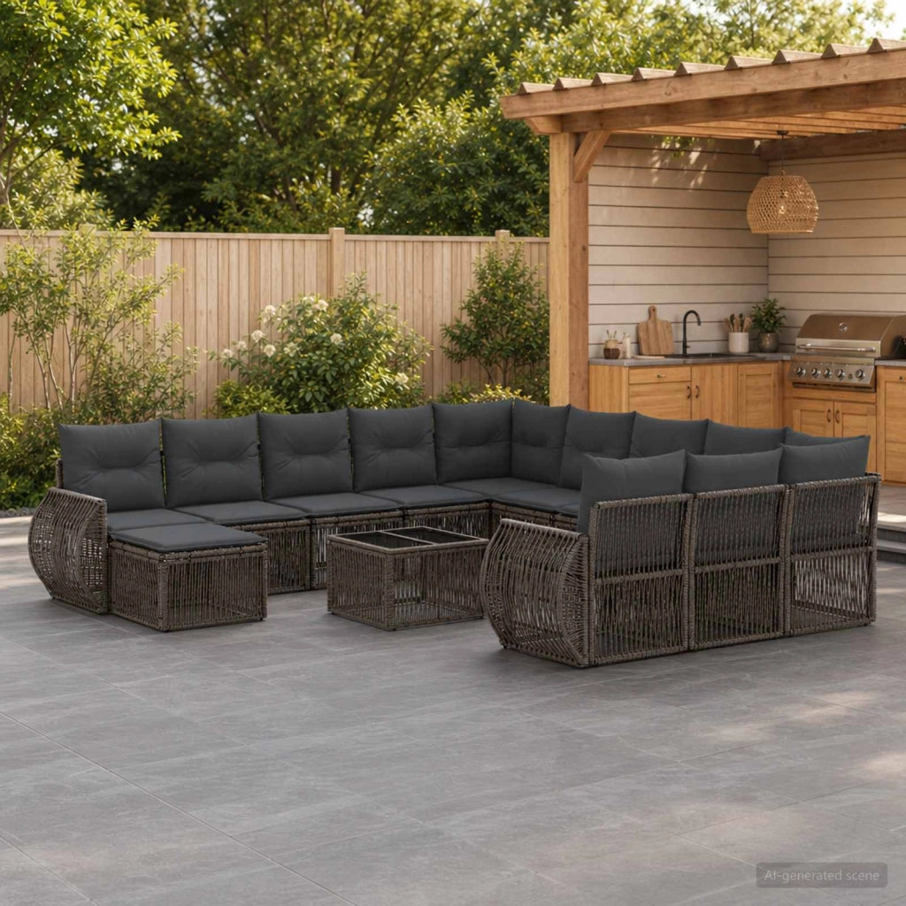 Set Divano da Giardino 13 pz Grigio polyrattan 3435626