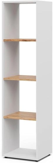 Scaffale Ludus, Rovere bianco/dorato, 36.8 x 144.9 cm, per la conservazione e la presentazione di libri e scatole