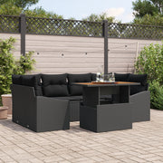Set di Divano da Giardino con Cuscini Nero Rattan Sintetico