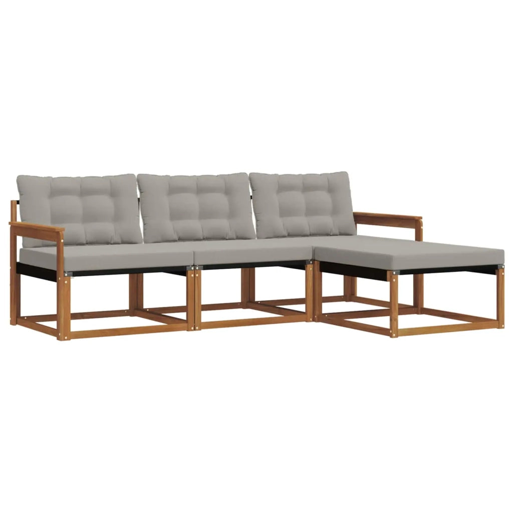 Set di divani da esterno 4 pcs Grigio Naturale e Chiaro 3369330