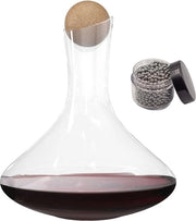 Wine Holder in Vetro di Cristallo Senza Piombo 1,8 Litri - Elegante Vetreria per Vino con Perle di Pulizia