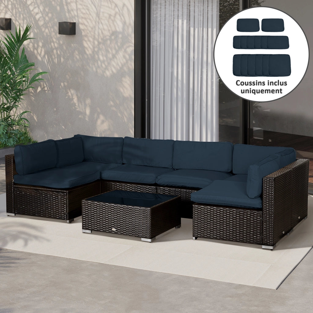 Set di 14 Fodere per Cuscini Divano da Giardino ¨C zephmum ¨C Blu, 6 Fodere per Seduta e 8 per Schienale