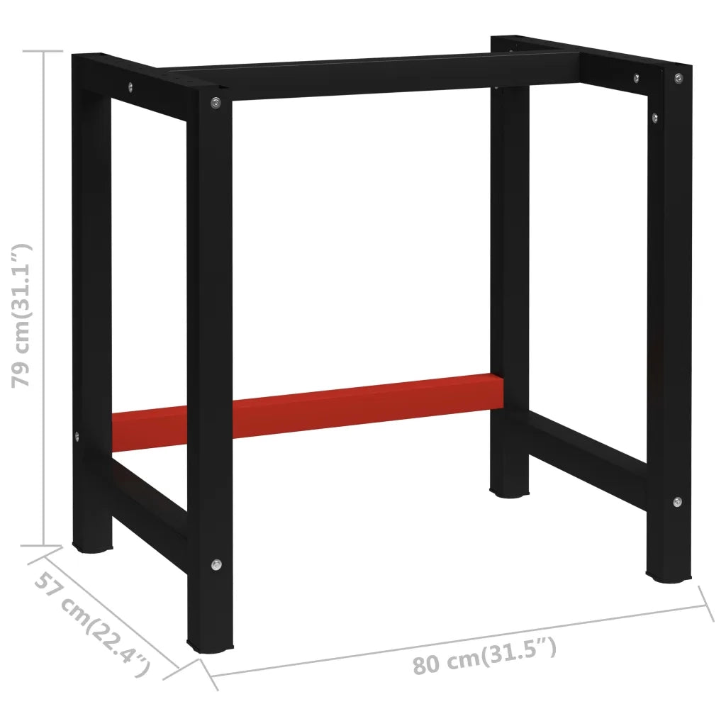 Telaio per Banco da Lavoro in Metallo 80x57x79 cm Nero e Rosso CFW7357902
