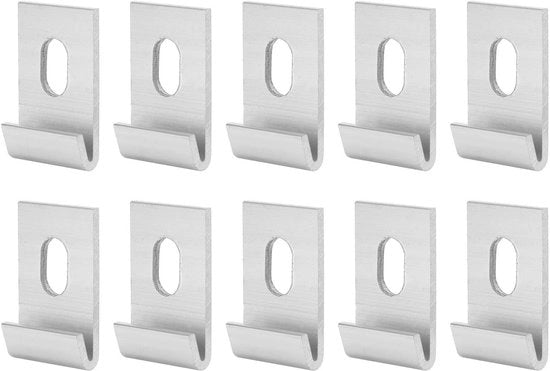 Set di Clip di Base 10 pezzi - Impianto di Allocazione in Alluminio - Resistente alla Corrosione - Dimensioni Compresse 3,3 x 2,1 cm - Installazione Facile - Adatto per Serre - Clip per Serre