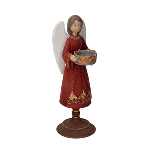 Angelo resina portacandele rosso cm 11x12,5xh32